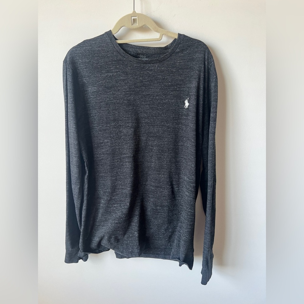 Polo Ralph Lauren Long Sleeve Crewneck Tee Heather Gray Size L